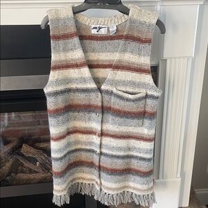 MY Knit Vest with Fringe and Buttons